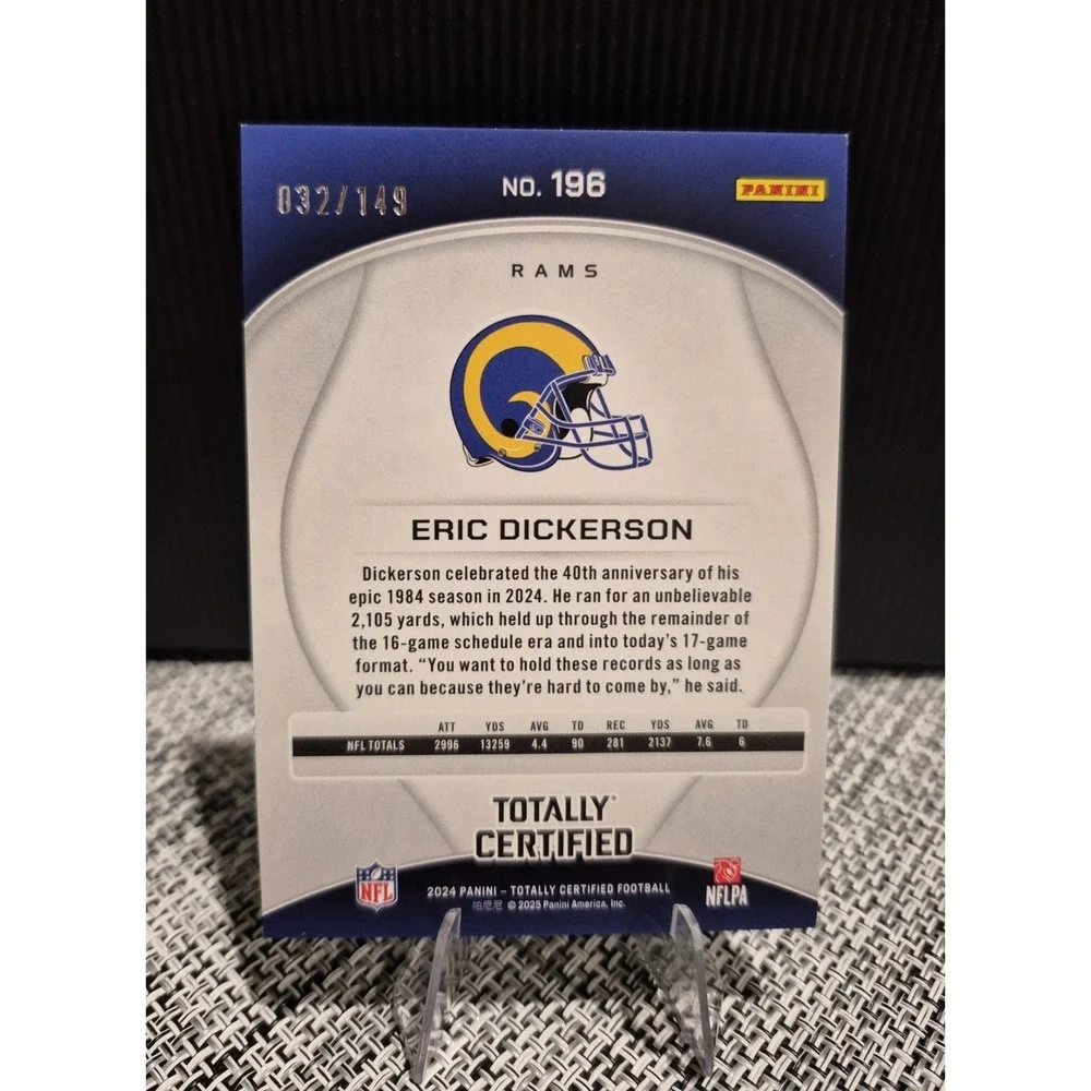 2024 Panini Totally Certified - Legends Eric Dickerson #196 Mirror Platinum Blue
